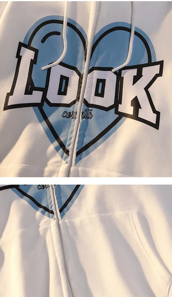 Polyesterfaser-Kapuzenpullover für Studenten im koreanischen Stil, lockeres Design, Paarmantel