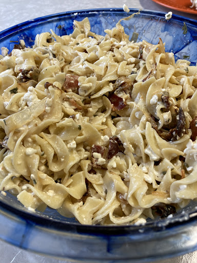 Polish Noodles with cottage cheese and bacon. Heavenly. 