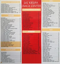 Sai Krupa Snacks Center menu 1