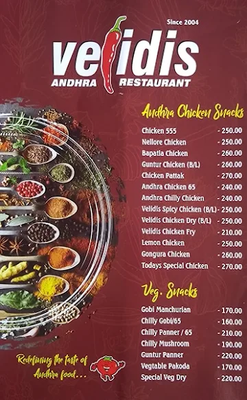 Velidis menu 