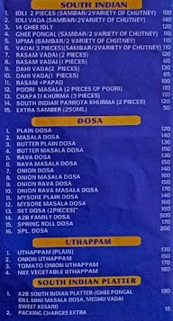 Adyar Anand Bhavan menu 1