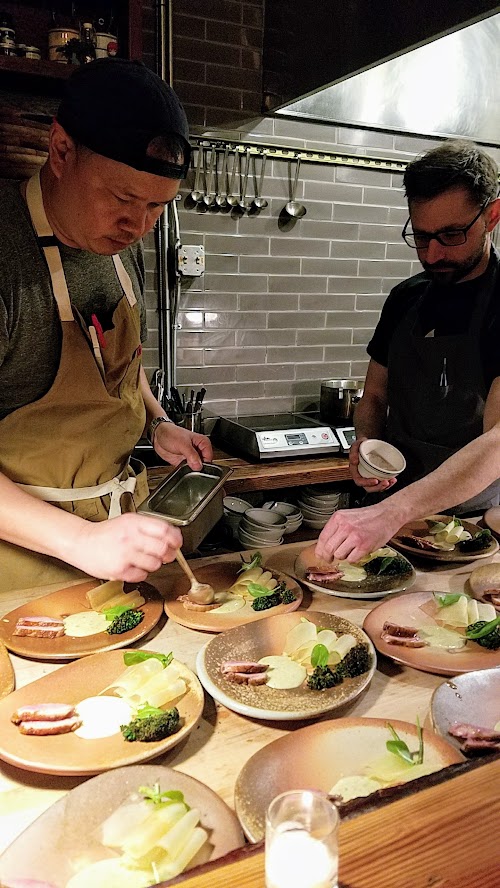 Langbaan PDX Chefs Who Inspire Dinner with Justin Woodward, Third course of Duck, apple, broccolini