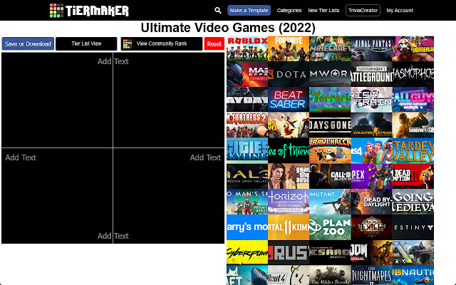 Roblox Games Tier List Templates - TierMaker