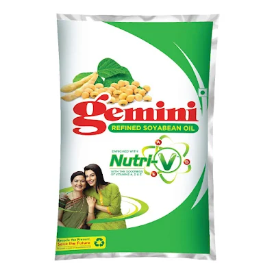 Gemini Refined Soyabean Oil With Nutri-V - 1 ltr