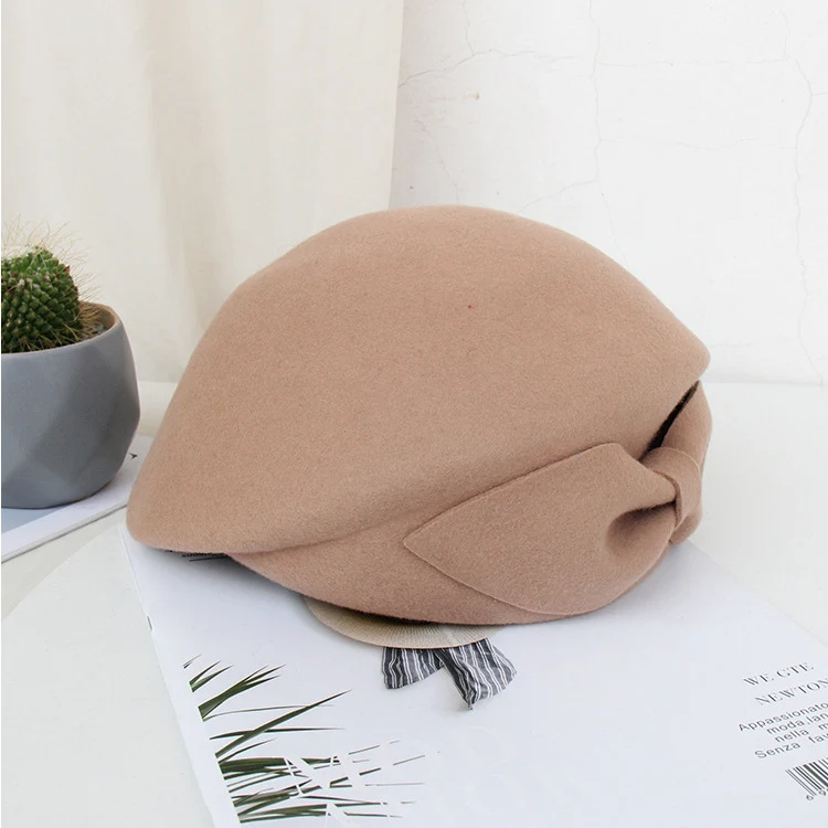Vintage herfst en winter dames strik wollen baret