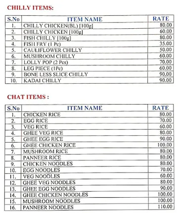 Sri Pandiyan Biriyani Centre menu 