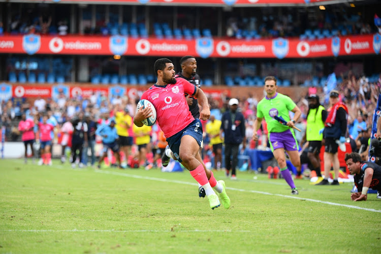 Stravino Jacobs of the Vodacom Bulls during the United Rugby Championship match between Vodacom Bulls and Cell C Sharks at Loftus Versfeld on October 30, 2022 in Pretoria, South Africa.