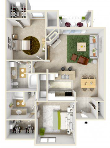 Rendered B1 Floorplan Diagram