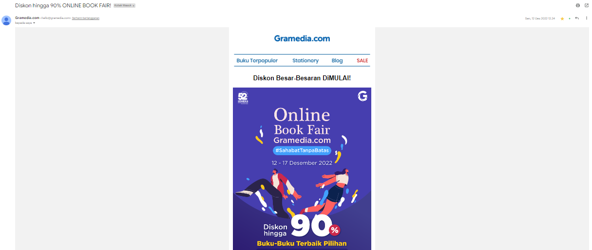 Contoh email promosi Gramedia