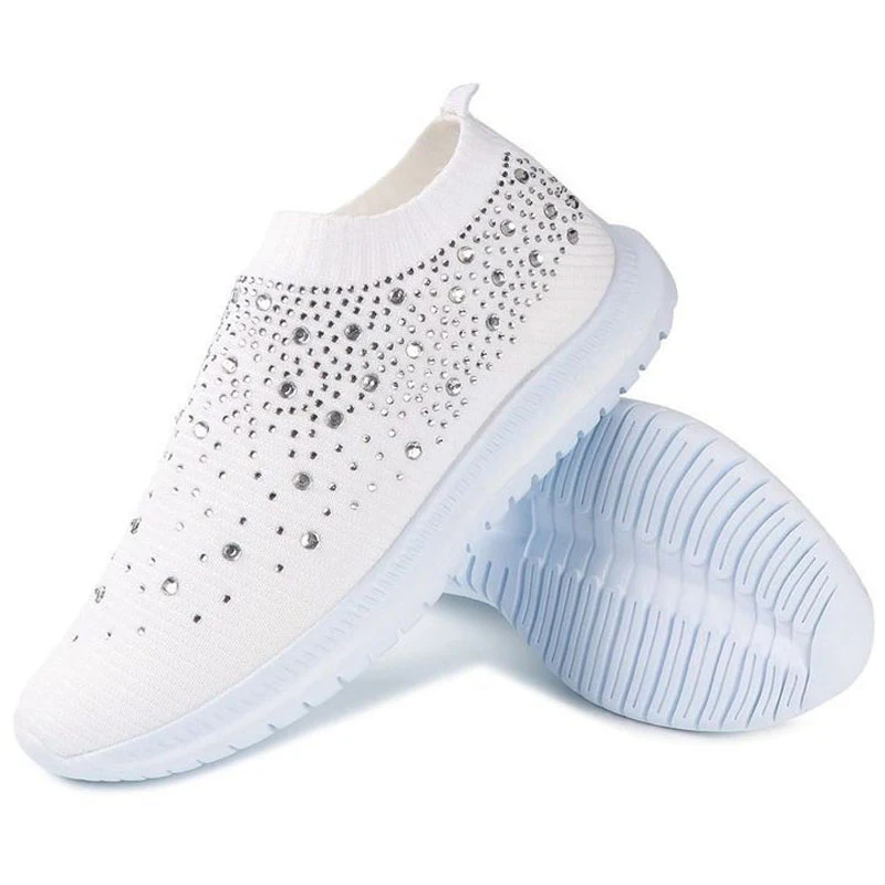 Title 4, Rhinestone Flyknit sneakers voor dames, ademend...