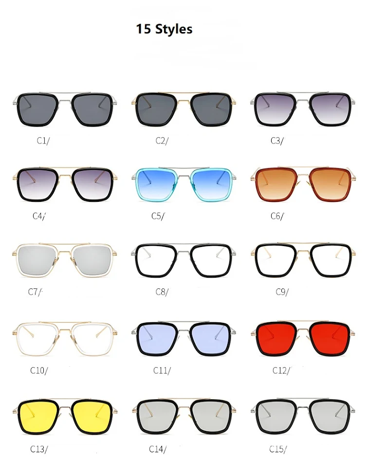 Nouvelle mode lunettes de soleil hommes métal carré fer homme lunettes