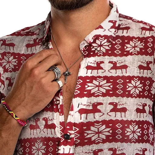 Title 7, Fawn print cotton and linen shirt