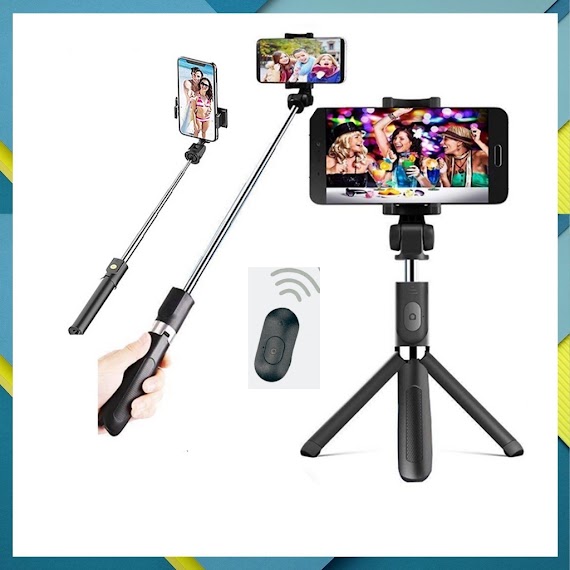 Gậy Chụp Ảnh 3 Chân Có Điều Khiển Bluetooth, Cây Livestream, Tự Sướng Tripod Q07 – Kywi Shop