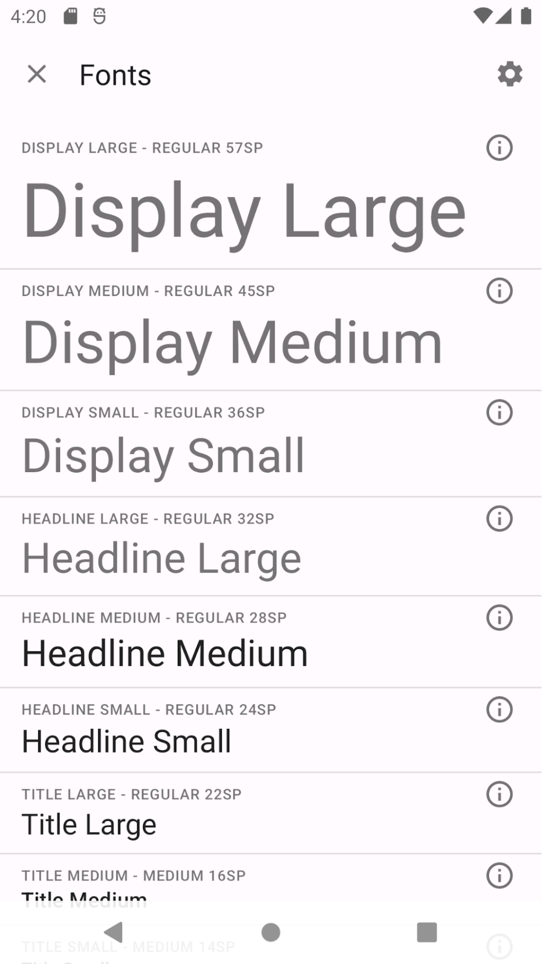 Material Design 3 typescale from Display to Title