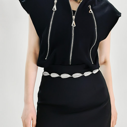 Title 2, Metallic Silver Womens Waist Chain Feather Lea...