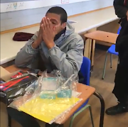 Tasreeq Doovey, 17, from Cape Town, was reduced to tears when his classmates gave him a cellphone and a matric jacket. 