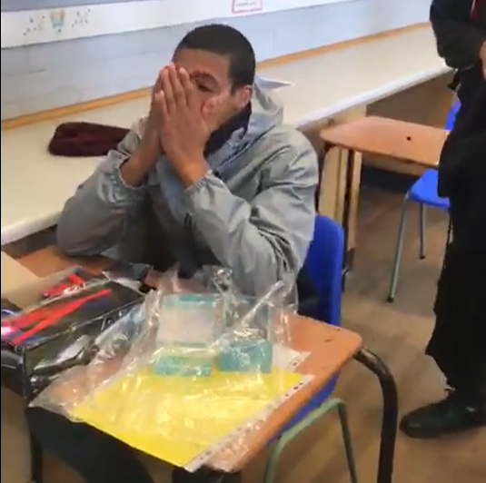 Tasreeq Doovey, 17, from Cape Town, was reduced to tears when his classmates gave him a cellphone and a matric jacket.