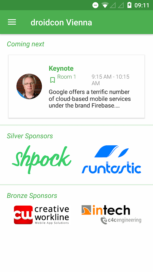 Android application droidcon Vienna 2016 screenshort