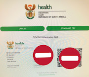 What the vaccination certificates downloaded on Thursday looked like.