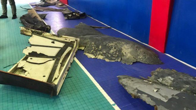 IRIBNEWS Image caption Iranian TV published pictures of what it says was the wreckage of the US drone