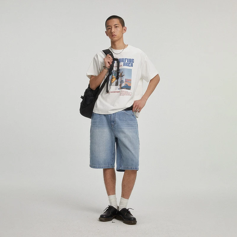 Nueva camiseta de verano japonesa estampada de manga corta, moderna y a la moda, perfecta para climas cálidos, cómoda y con estilo.