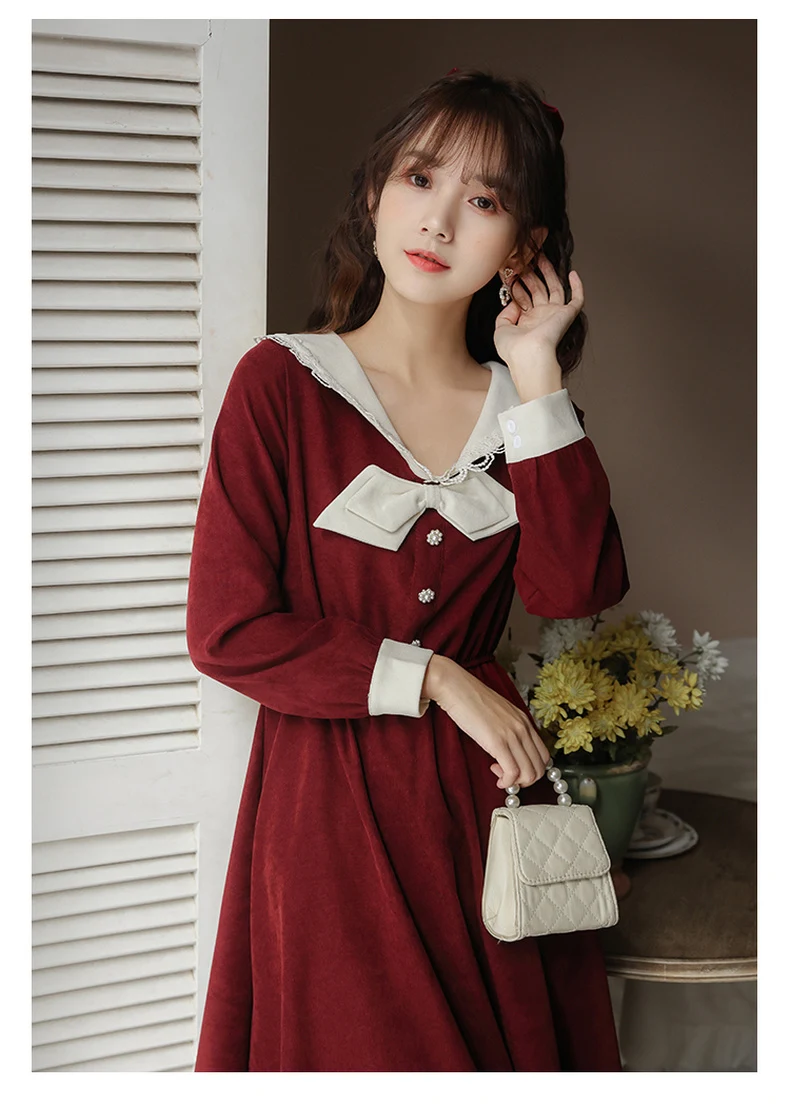 Title 1, Vestido elegante retro francés, viento suave, r...