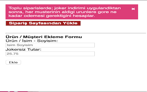 Yemeksepeti Joker Hesaplayici