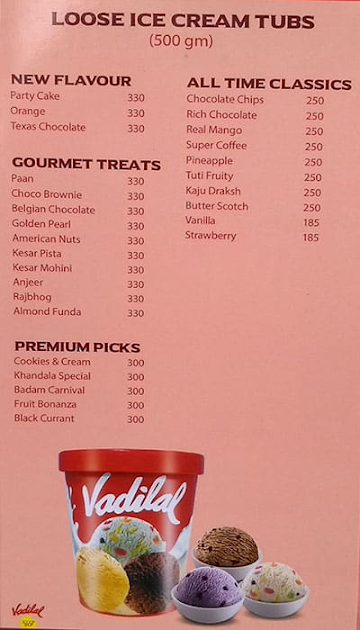 Vadilal - Scoop Shop menu 