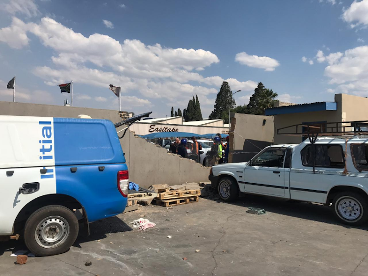 A wall allegedly damaged during a strike in the plastics industry. Picture: SUPPLIED