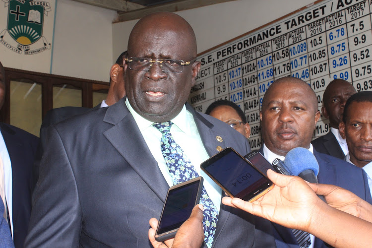 Education CS George Magoha at Murang'a High School during a teachers' capacity building workshop on the Competency Based Curriculum