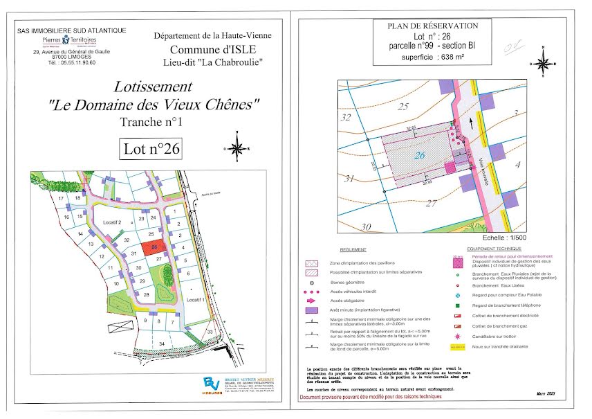 Vente terrain  638 m² à Isle (87170), 80 000 €