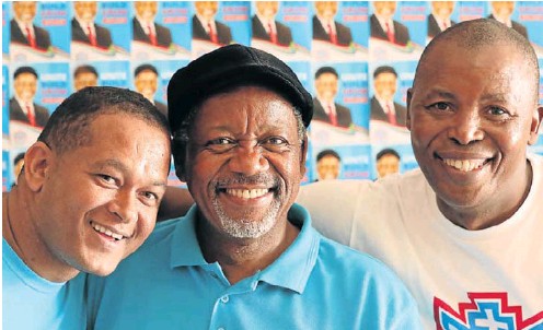 Nelson Mandela Bay councillor Lance Grootboom, left, ACDP president Kenneth Meshoe and ACDP Eastern Cape premier candidate Luke Quse