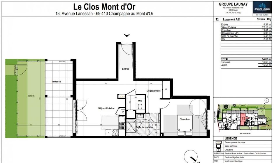 Vente appartement 2 pièces 54 m² à Champagne-au-Mont-d'Or (69410), 335 000 €