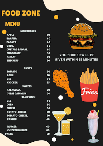 Food Zone menu 