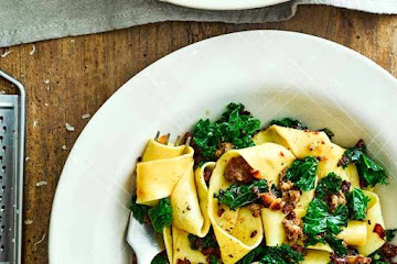 Sausage pappardelle with kale