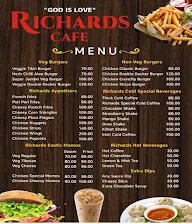 Richards Cafe menu 1