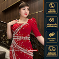 Đầm Dạ Hội Đỏ Ngọc Trai Pha Lê Sang Trọng Cao Cấp Gloria Dress