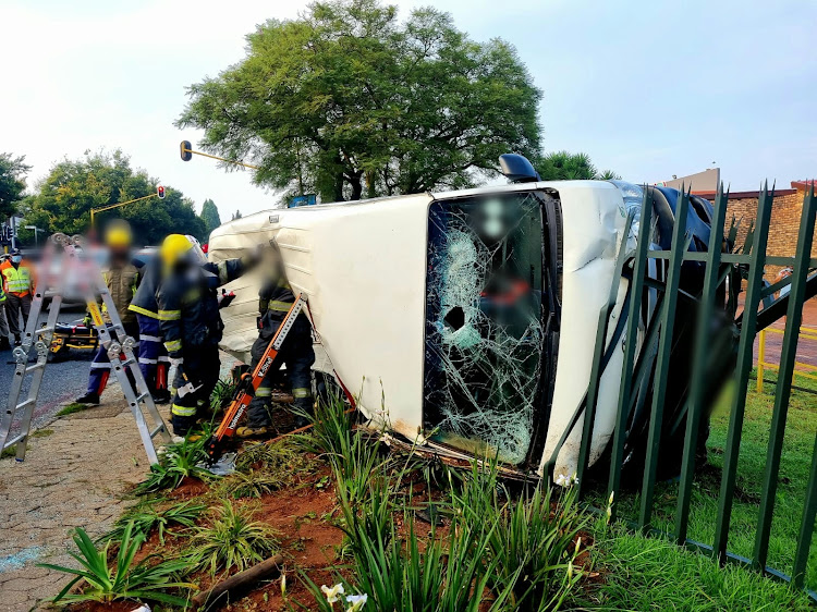 A taxi crashed on Bram Fischer Road this morning.