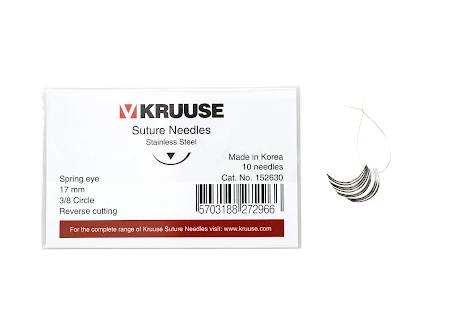 KRUUSE suturnl, Spring eye, 3/8 circle, RC, 17mm, 10st