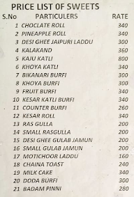 Manali Sweets & Bakers menu 1