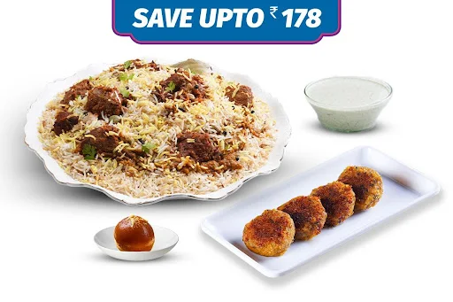 1 Non-Veg Kilo Biryani + Non-Veg Kebab + Dessert (Serves 2-3)