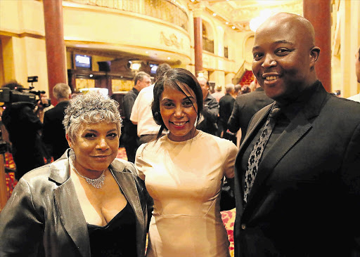 A GOLDEN NIGHT AT THE LYRIC: Award winner Vinette Ebrahim, judge Lakin Morgan and Tim Moloi, who sang at the event