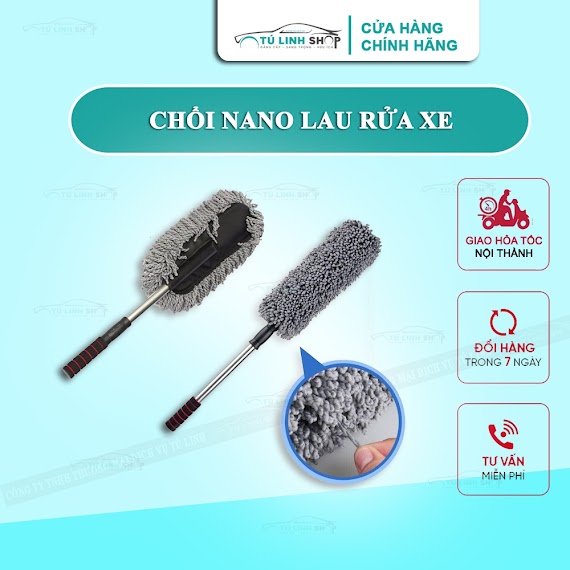 Chổi Nano Lau Rửa Xe Ô Tô Chuyên Dụng - Cán Kéo Dài