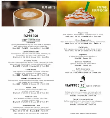 Starbucks menu 