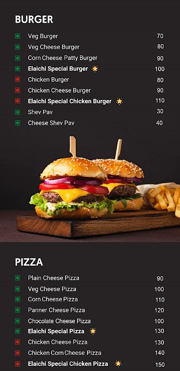 Elaichi's Cafe menu 