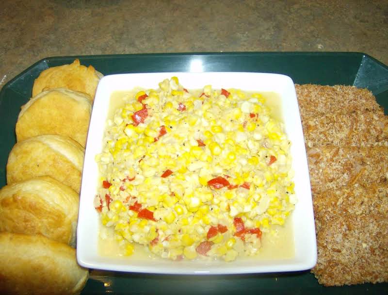 Mama's Fried Corn With Sweet Red Bell Peppers Added