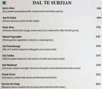 Pind Balluchi menu 