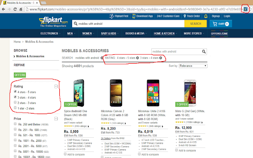 Flipkart Ratings Filter