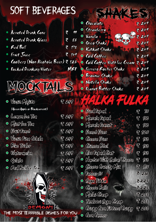 Demons Cafe & Lounge menu 