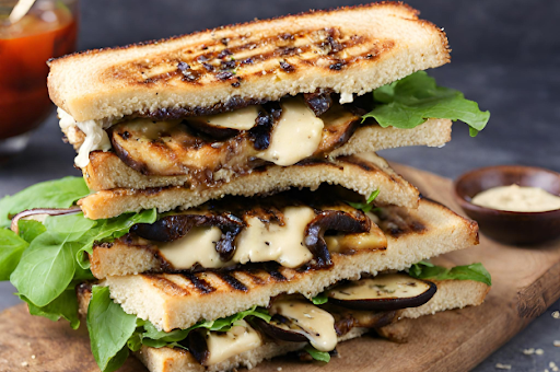 Grilled Mushroom Chilli Paneer Sandwich